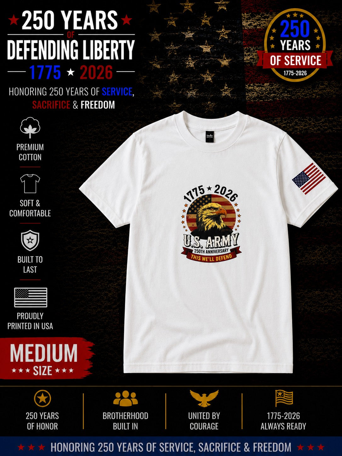 250th Anniversary Patriotic T - U.S. Army