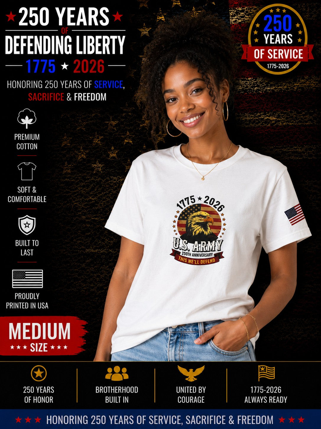 250th Anniversary Patriotic T - U.S. Army