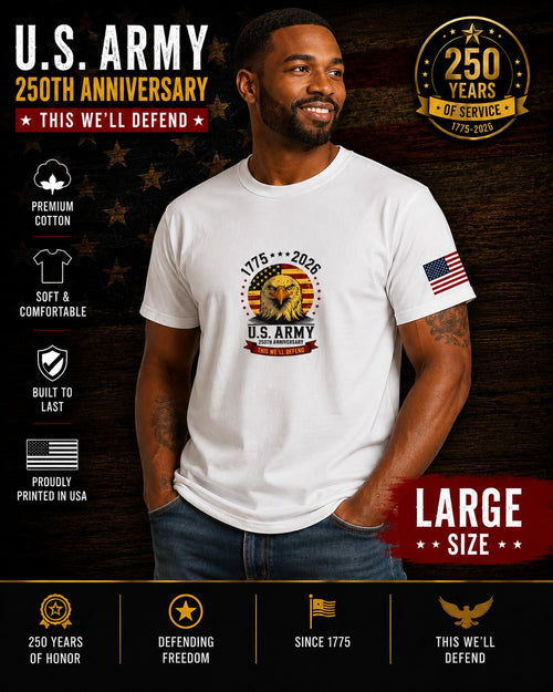 250th Anniversary Patriotic T - This We'll Defend - Eagle - White