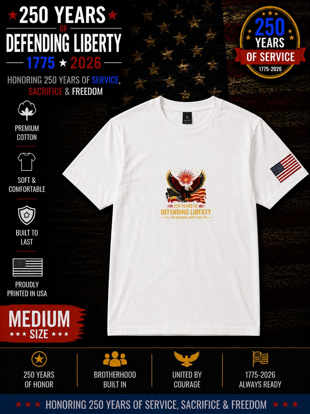 250th Anniversary Patriotic T - Defending Liberty