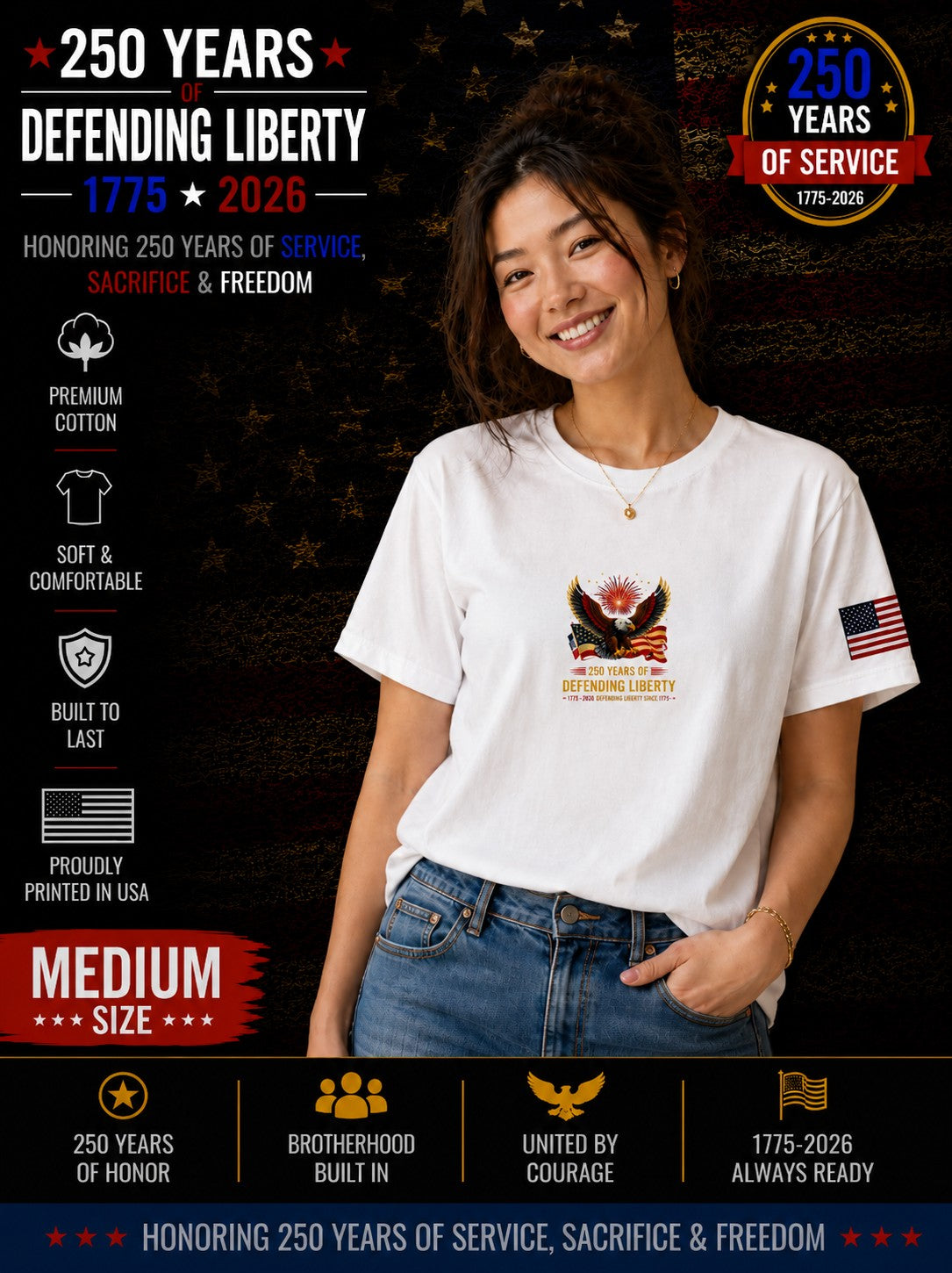 250th Anniversary Patriotic T - Defending Liberty