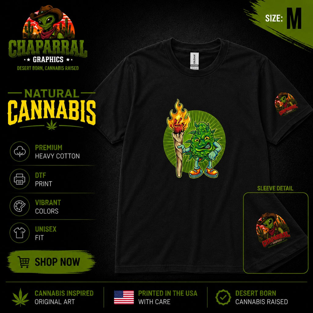 Natural Cannabis - Bud with Flame