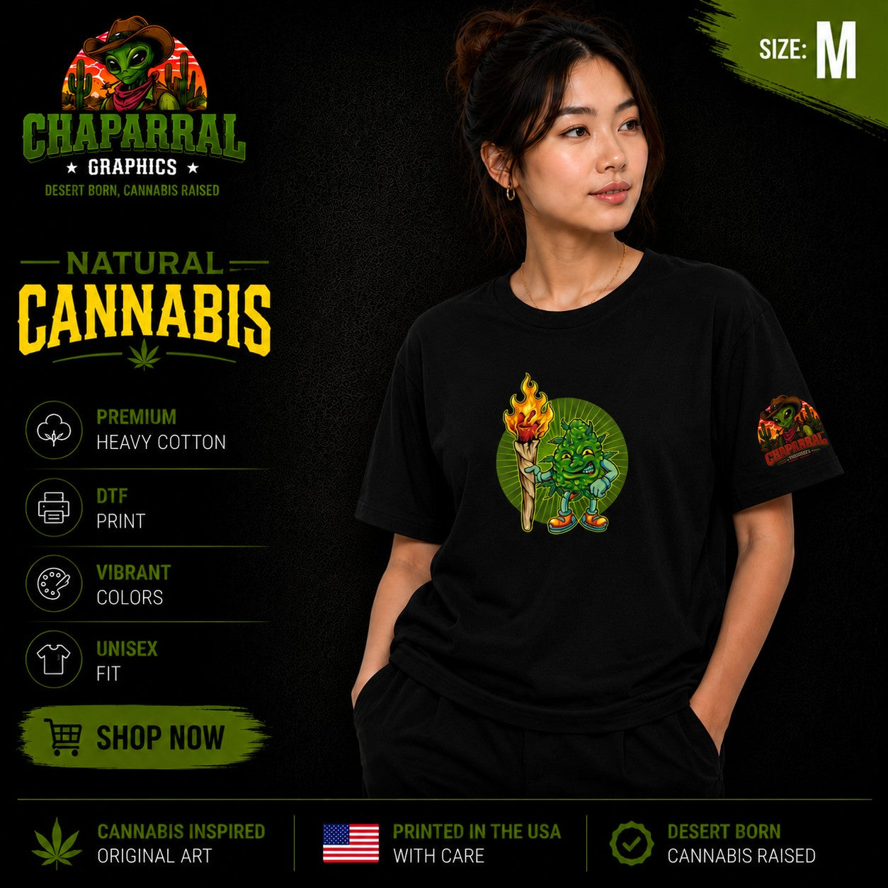 Natural Cannabis - Bud with Flame